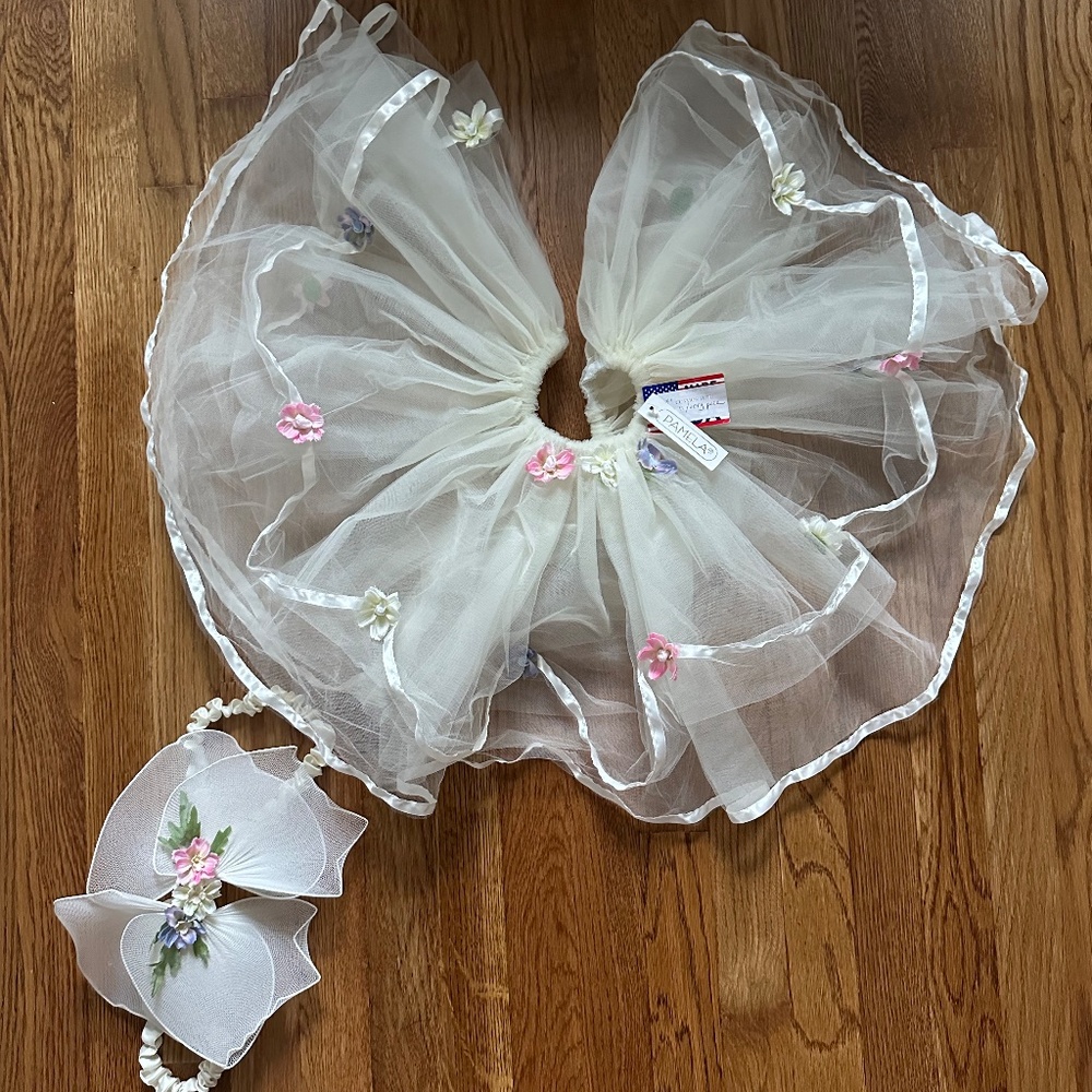 The Pamela Co Tutu and Fairy Wings Set, Ivory Floral, 13", NWT